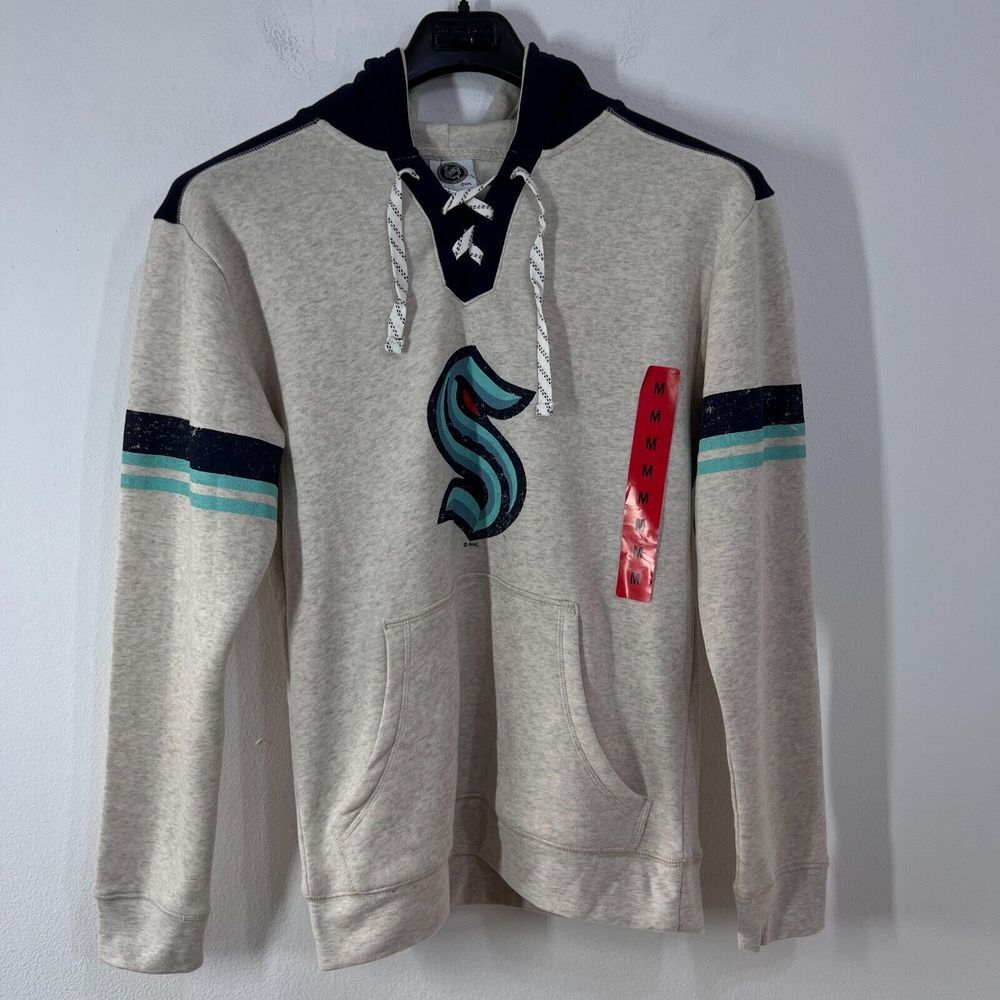 NHL Hockey Seattle Kraken Hoodie Mens Medium Lace Up Kangaroo Pocket Sports Logo